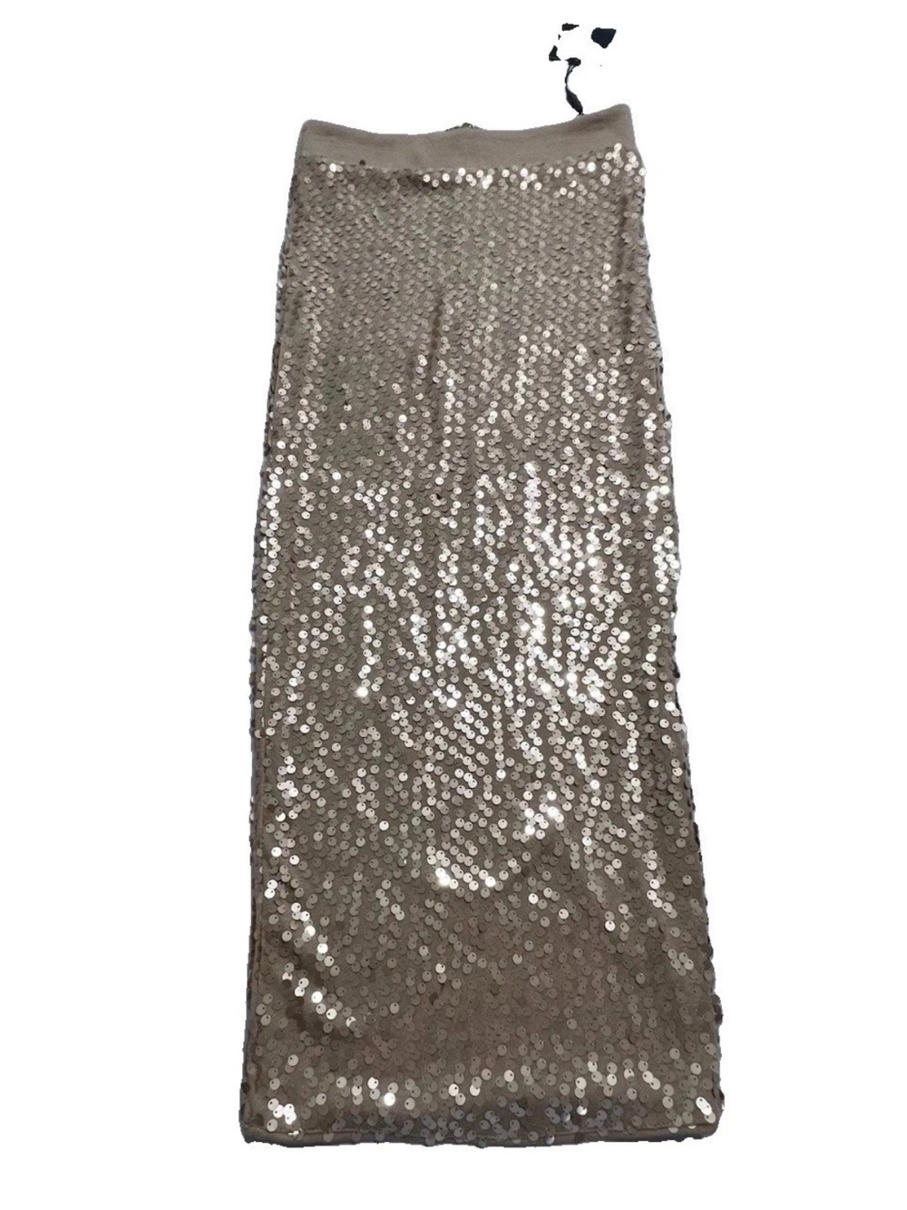 JLUXLABEL Champagne Metallic Sequined Long Skirt Zip Lined NWT Size Small